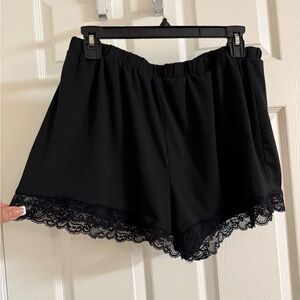 BEBE Black Lace Trim Sleep Shorts